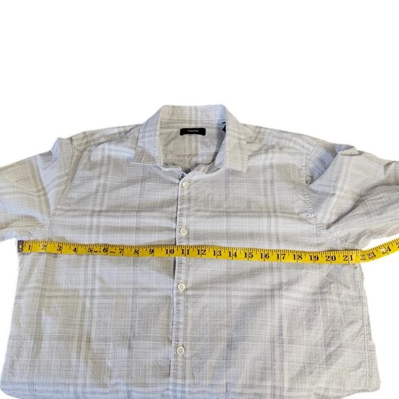Theory Mens Murray Long Sleeve Button Up Shirt, Dada Plaid, Cotton, Size Large - Picture 7 of 8